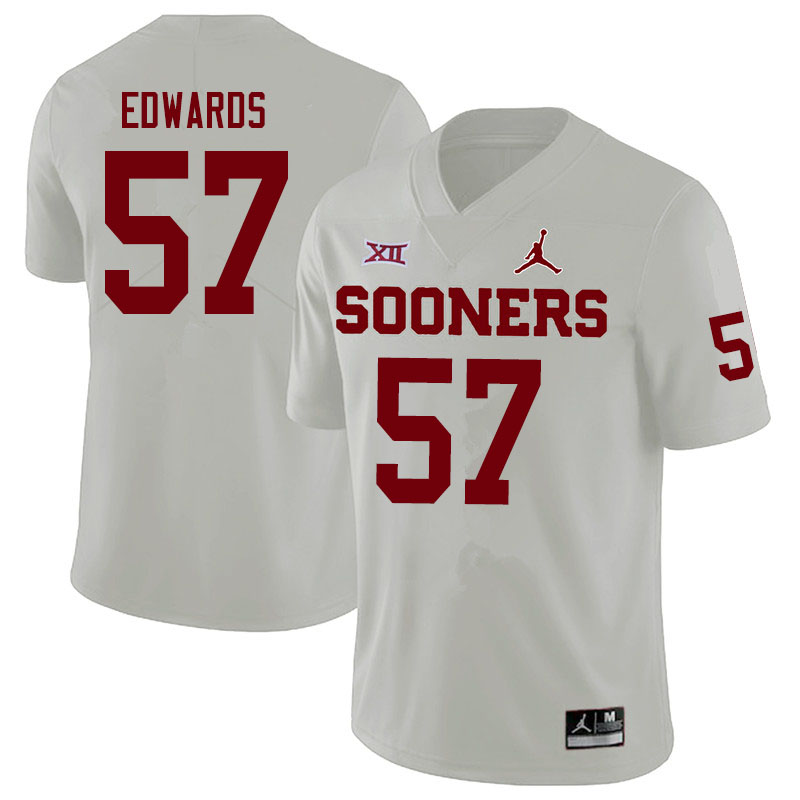 Men #57 Zach Edwards Oklahoma Sooners Jordan Brand College Football Jerseys Sale-White